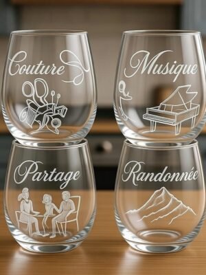 Pack 4 verres gravés - 100% sur mesure